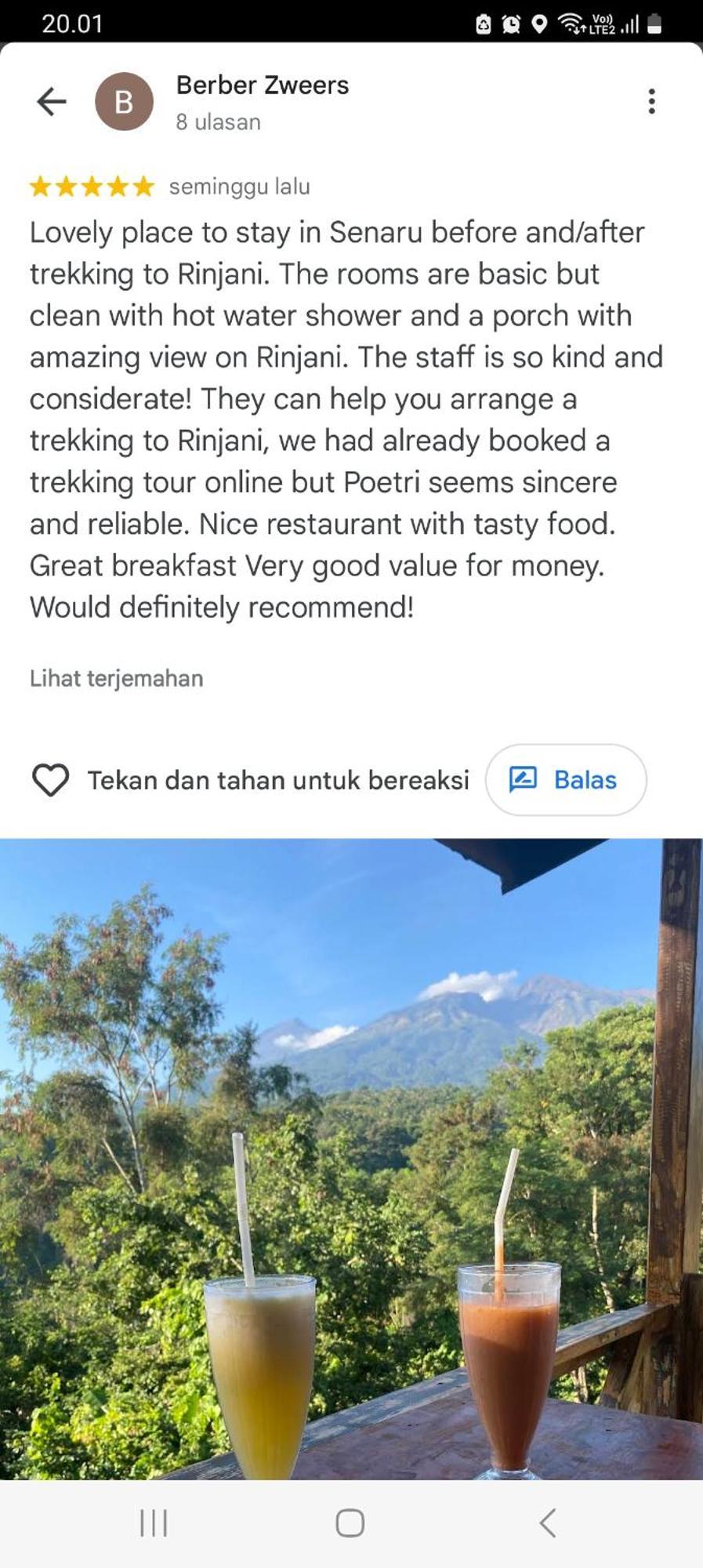 Poetri Bungalow & Restaurant Senaru Dış mekan fotoğraf